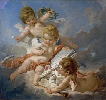 Cupidos Alegoría de la poesía Francois Boucher clásico rococó Pinturas al óleo